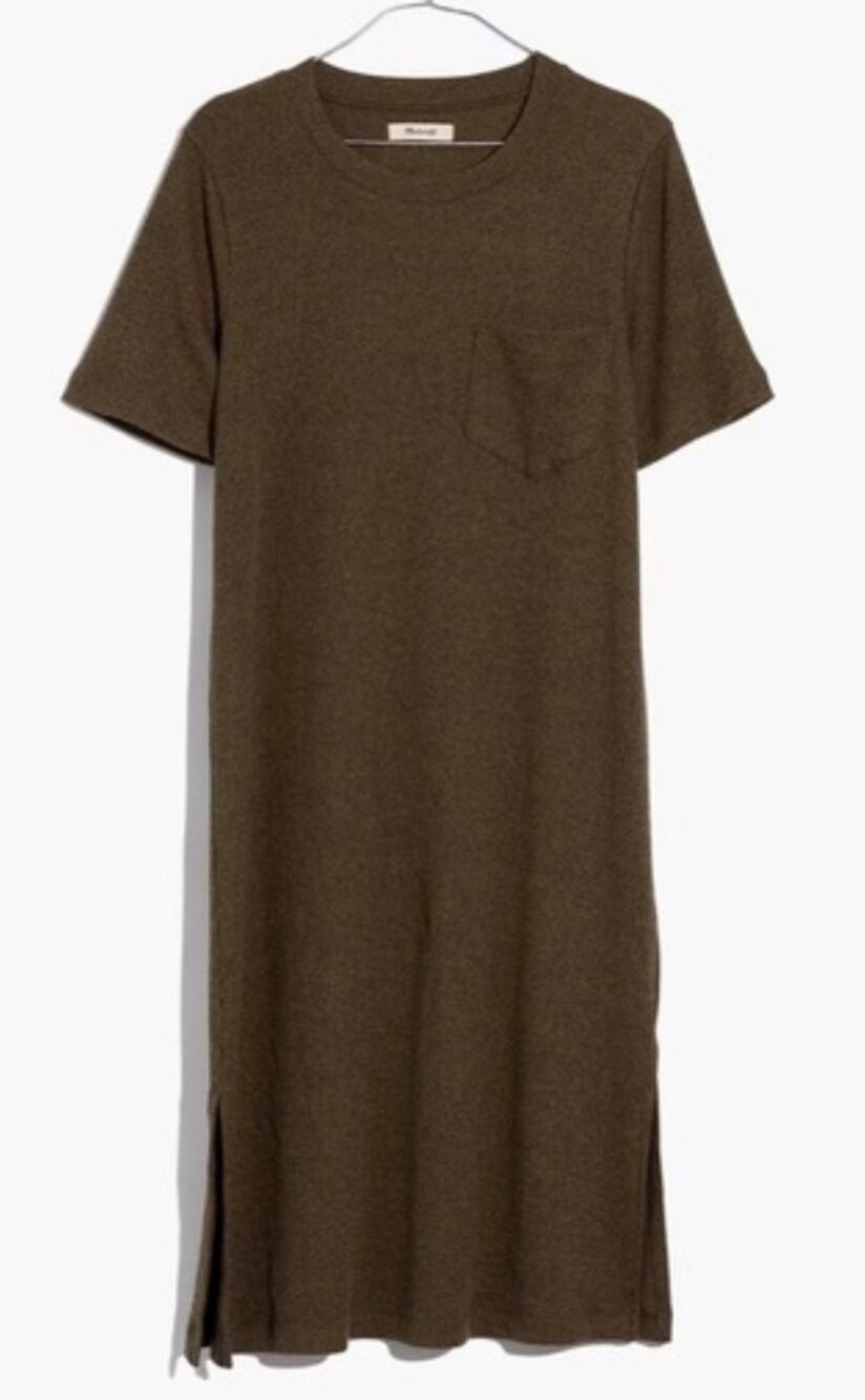 Madewell Olive Heather T-Shirt Midi Dress Small